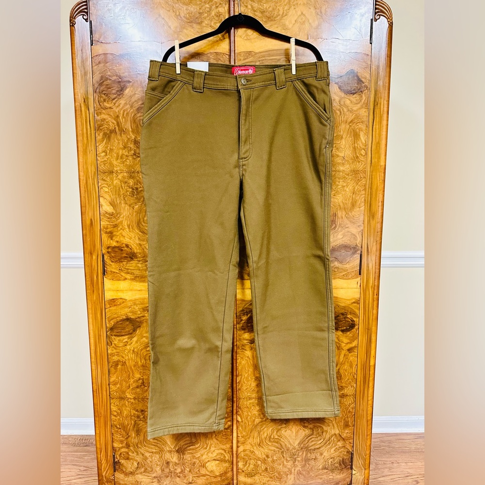 Men's COLEMAN Bonded Fleece Lined Utility Pants 38X30 Color: Tobacco NWT